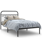 Black metal bed frame with headboard 107x203 cm