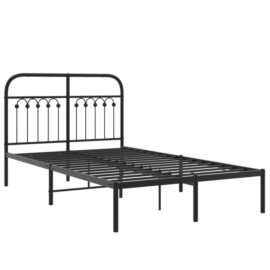 Bedframe met hoofdbord metaal zwart 120x190 cm