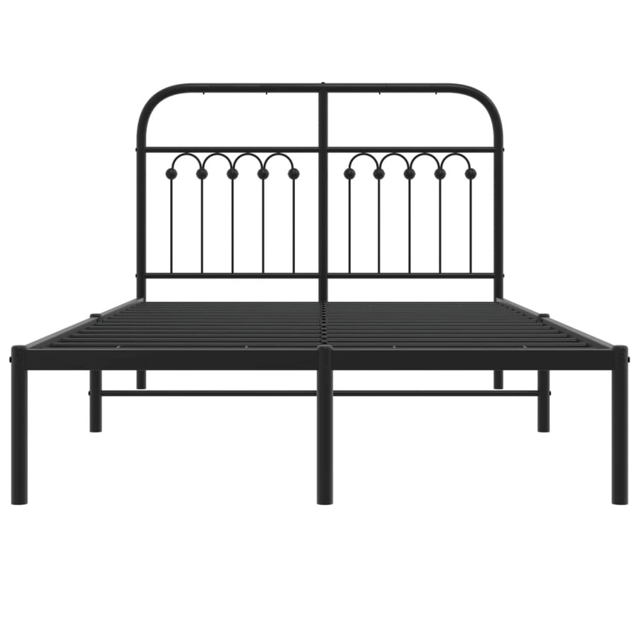 Bedframe met hoofdbord metaal zwart 120x190 cm