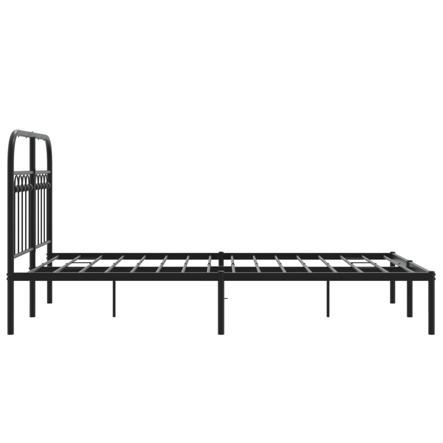 Bedframe met hoofdbord metaal zwart 120x190 cm