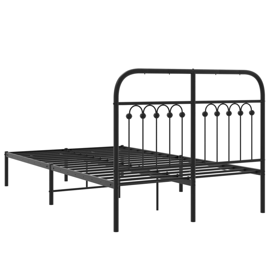 Bedframe met hoofdbord metaal zwart 120x190 cm
