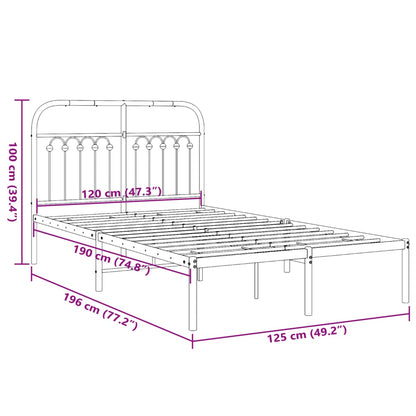 Bedframe met hoofdbord metaal zwart 120x190 cm