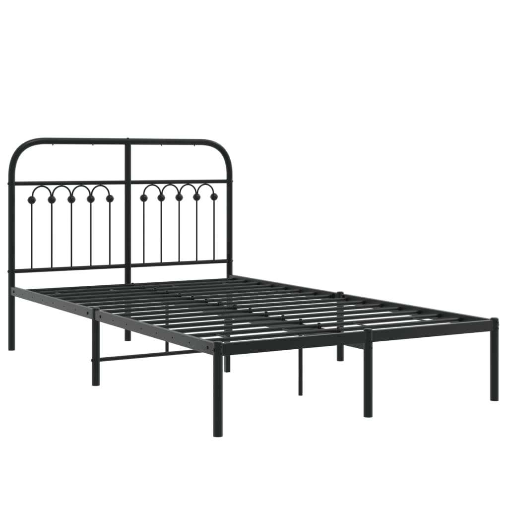 Bedframe met hoofdbord metaal zwart 120x200 cm