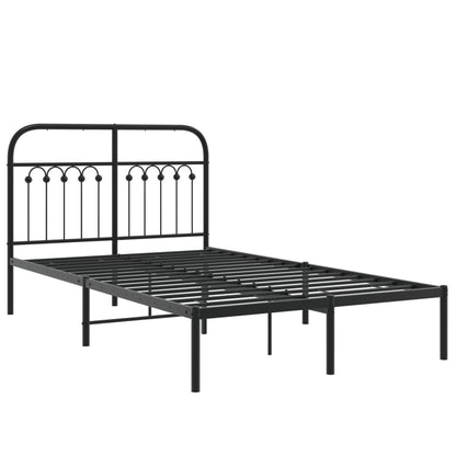 Bedframe met hoofdbord metaal zwart 120x200 cm