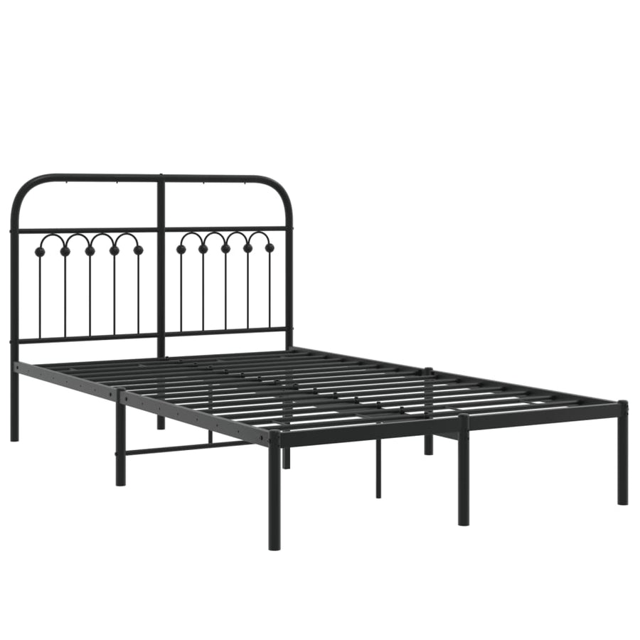 Bedframe met hoofdbord metaal zwart 120x200 cm
