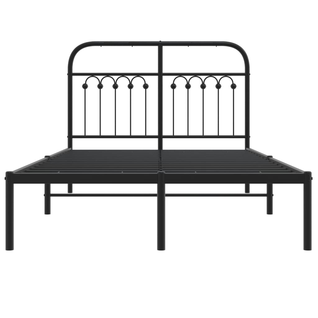 Bedframe met hoofdbord metaal zwart 120x200 cm