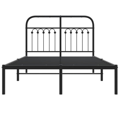 Bedframe met hoofdbord metaal zwart 120x200 cm