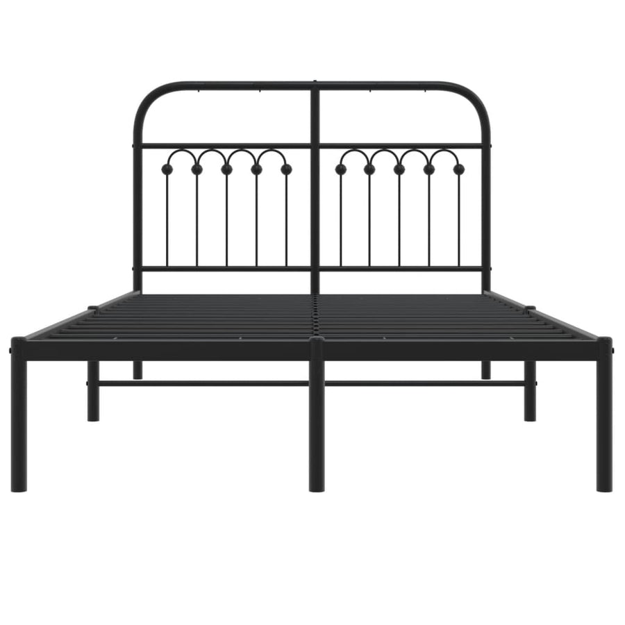 Bedframe met hoofdbord metaal zwart 120x200 cm