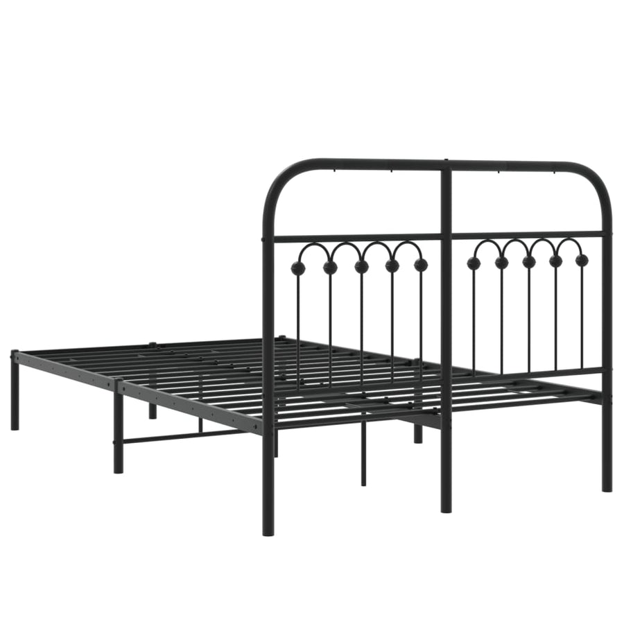 Bedframe met hoofdbord metaal zwart 120x200 cm