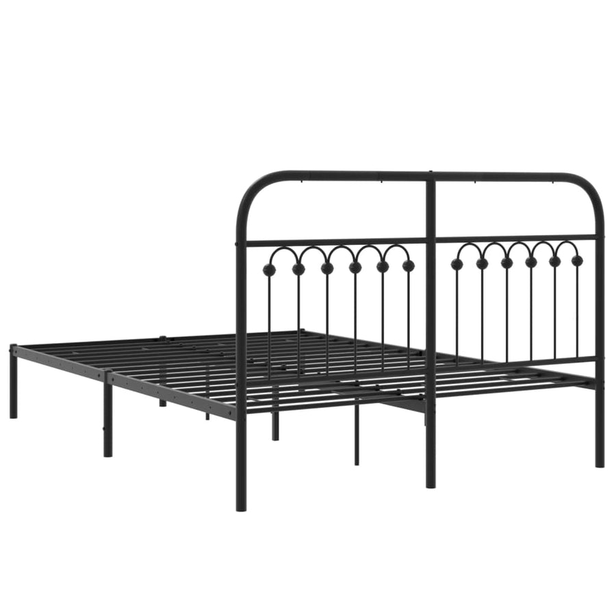 Bedframe met hoofdbord metaal zwart 135x190 cm