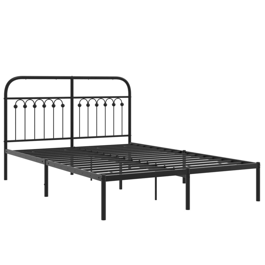 Bedframe met hoofdbord metaal zwart 140x190 cm