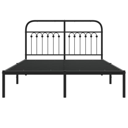 Bedframe met hoofdbord metaal zwart 140x190 cm