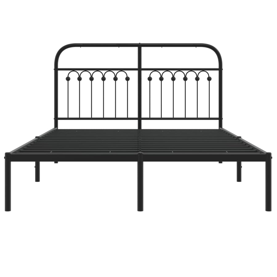 Bedframe met hoofdbord metaal zwart 140x190 cm