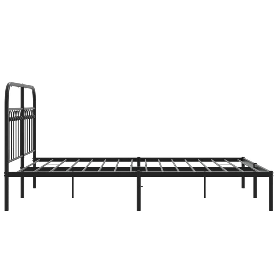 Bedframe met hoofdbord metaal zwart 140x190 cm