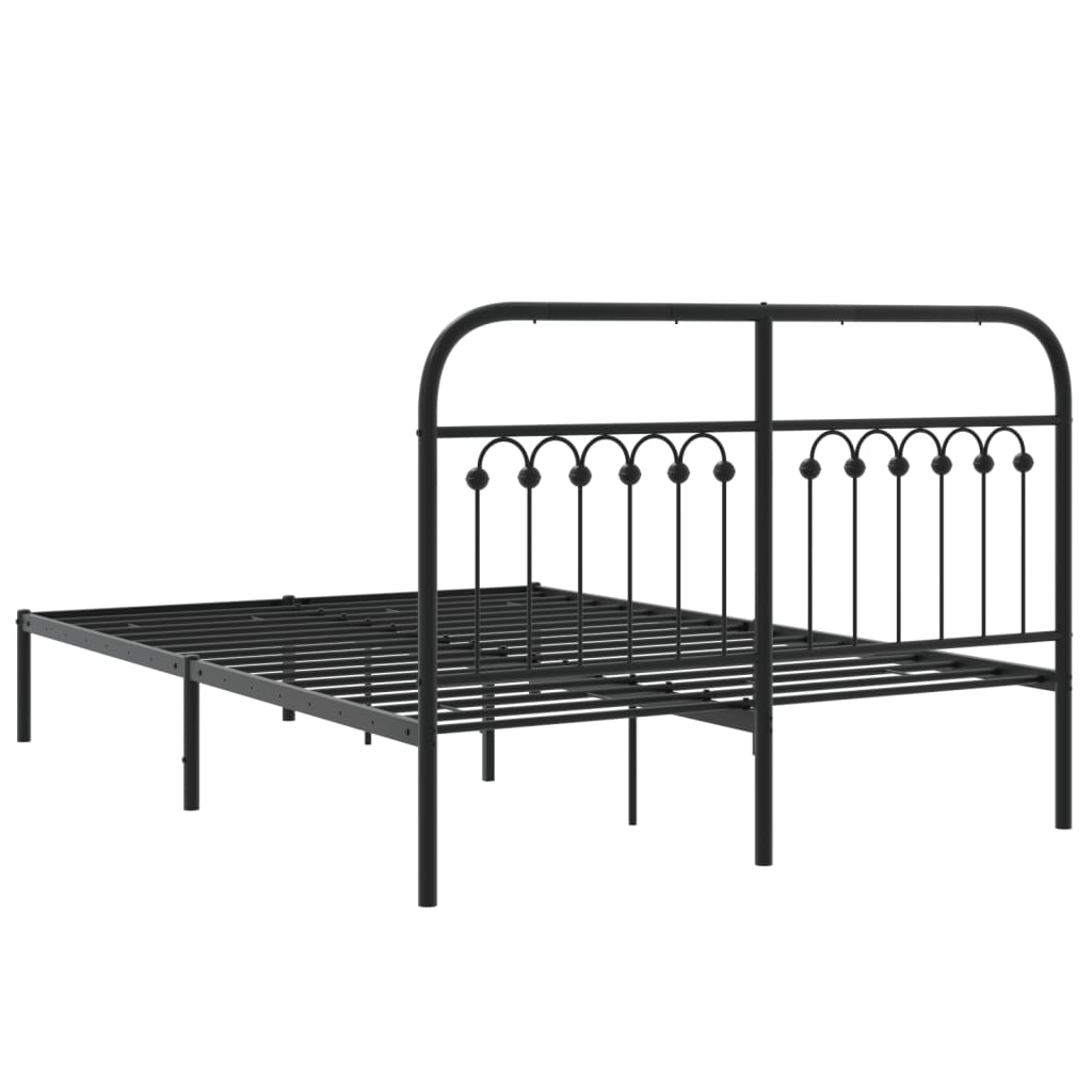 Bedframe met hoofdbord metaal zwart 140x190 cm