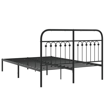 Bedframe met hoofdbord metaal zwart 140x190 cm