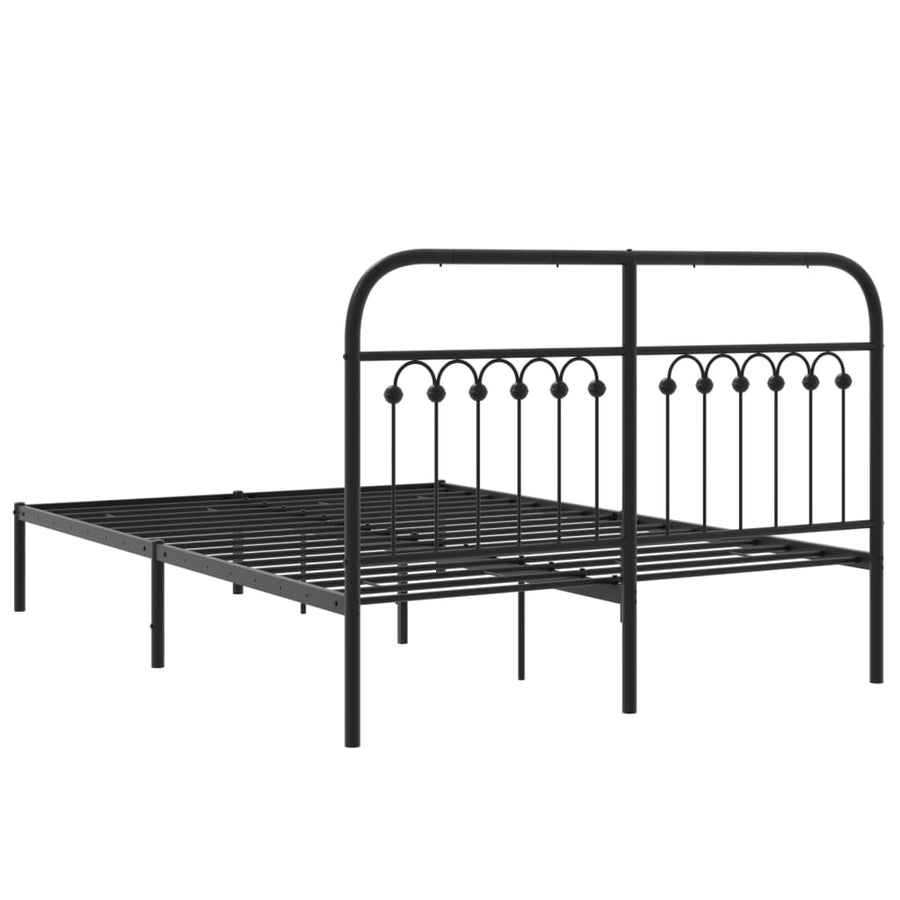 Bedframe met hoofdbord metaal zwart 140x190 cm