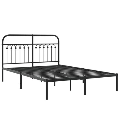 Bedframe met hoofdbord metaal zwart 140x200 cm