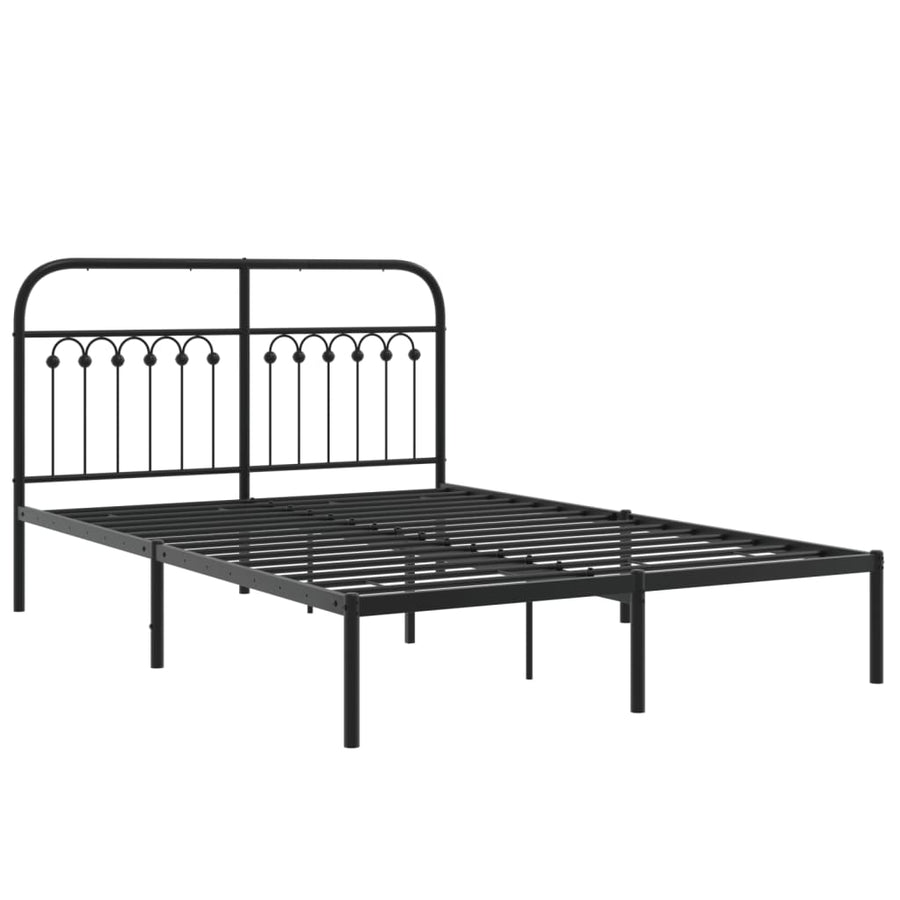 Bedframe met hoofdbord metaal zwart 140x200 cm