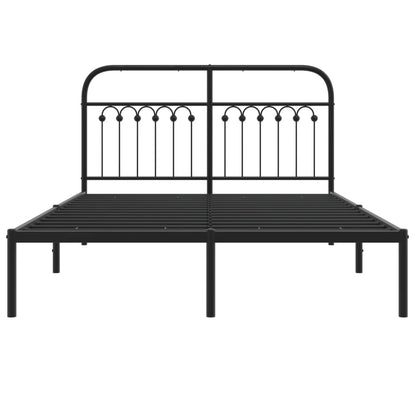 Bedframe met hoofdbord metaal zwart 140x200 cm
