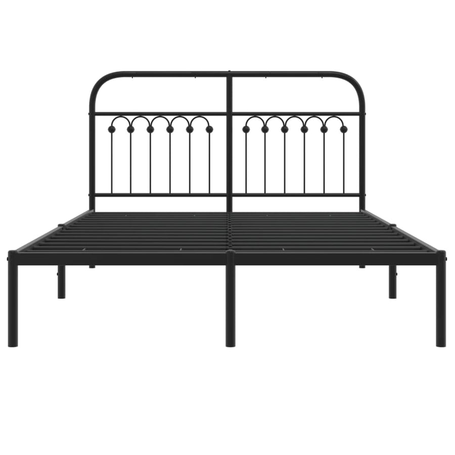Bedframe met hoofdbord metaal zwart 140x200 cm