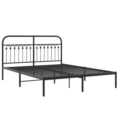 Bedframe met hoofdbord metaal zwart 150x200 cm