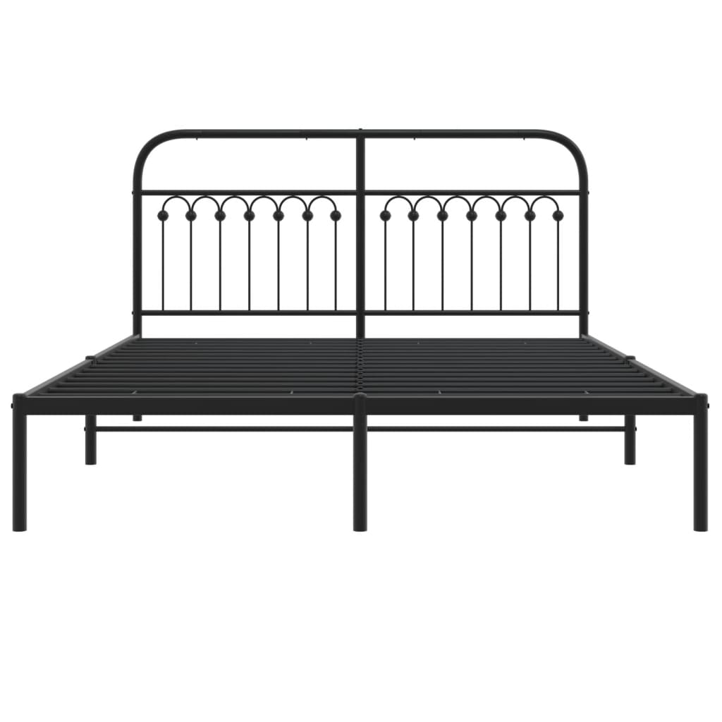 Bedframe met hoofdbord metaal zwart 150x200 cm