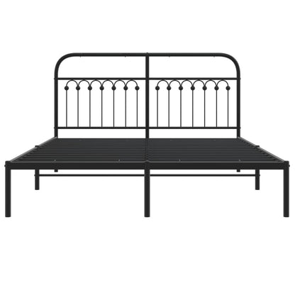 Bedframe met hoofdbord metaal zwart 150x200 cm
