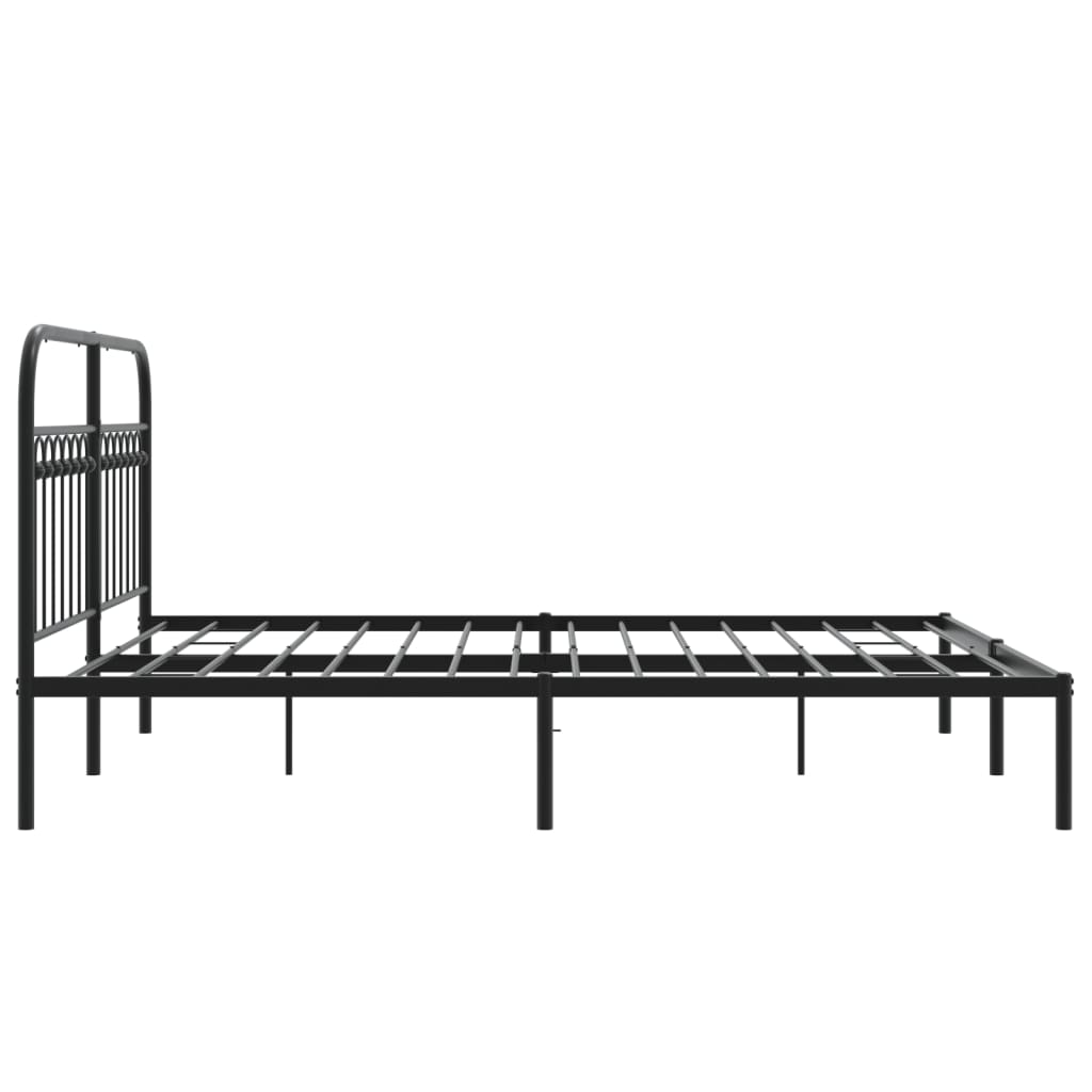 Bedframe met hoofdbord metaal zwart 150x200 cm
