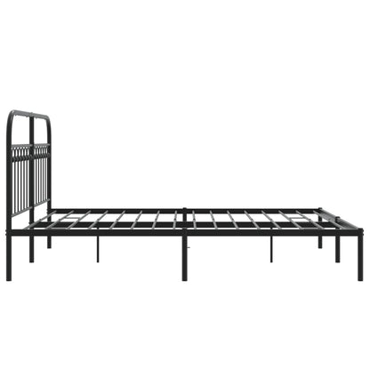 Bedframe met hoofdbord metaal zwart 150x200 cm