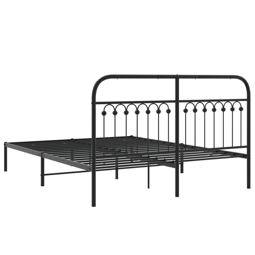 Bedframe met hoofdbord metaal zwart 150x200 cm