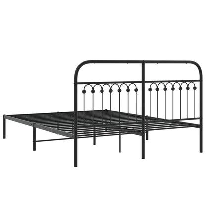 Bedframe met hoofdbord metaal zwart 150x200 cm