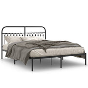 Bedframe metaal zwart 150x200 cm met hoofdbord