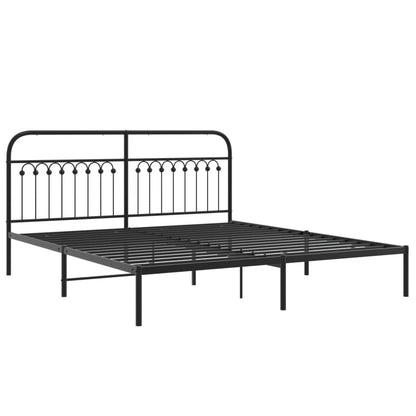 Bedframe met hoofdbord metaal zwart 183x203 cm