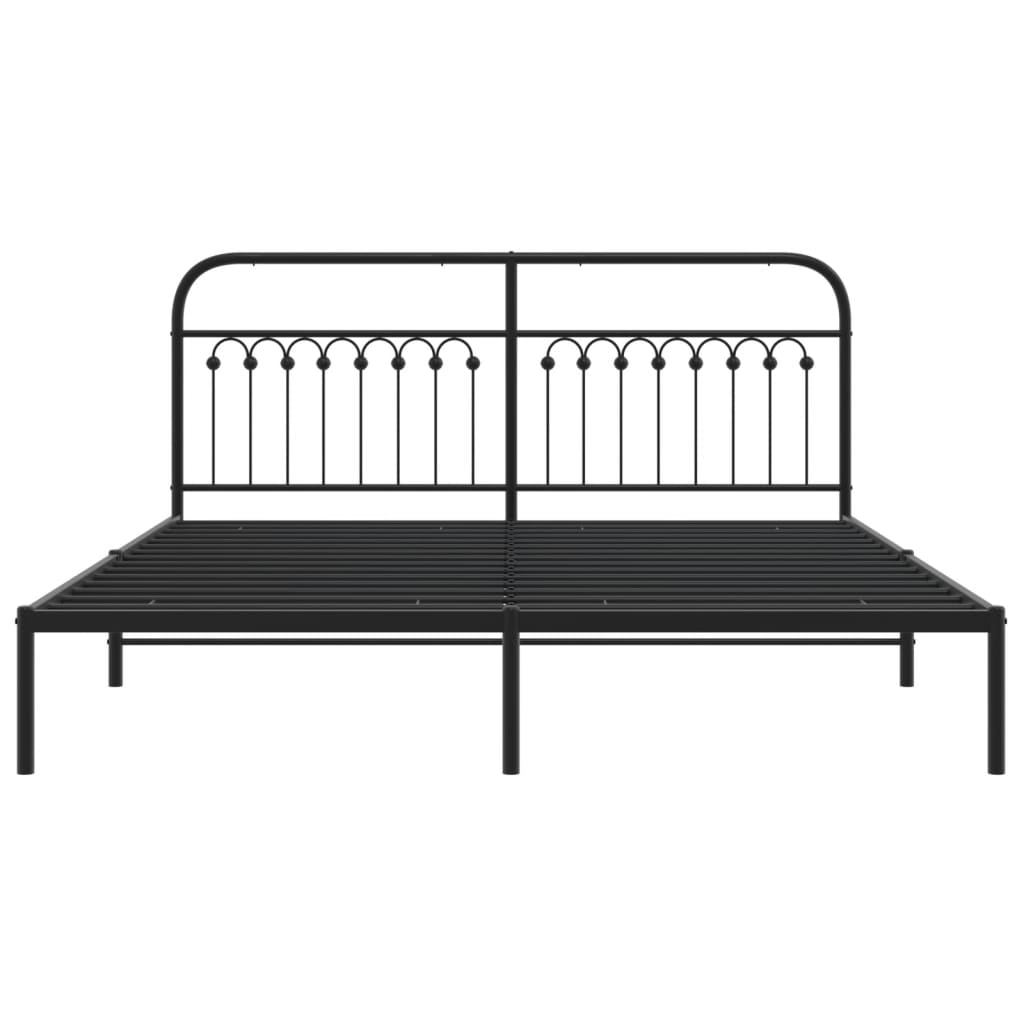 Bedframe met hoofdbord metaal zwart 183x203 cm
