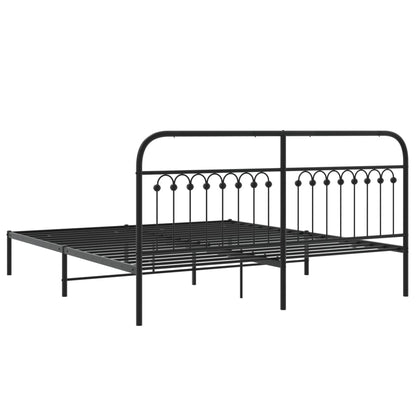 Bedframe met hoofdbord metaal zwart 183x203 cm