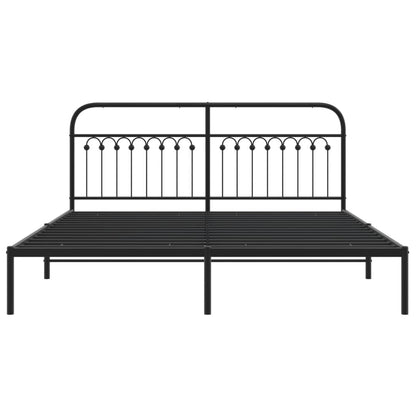 Bedframe met hoofdbord metaal zwart 183x213 cm