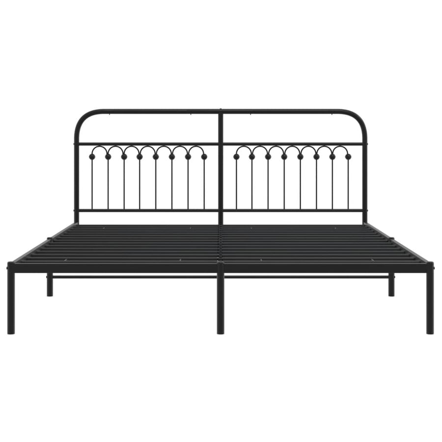 Bedframe met hoofdbord metaal zwart 183x213 cm