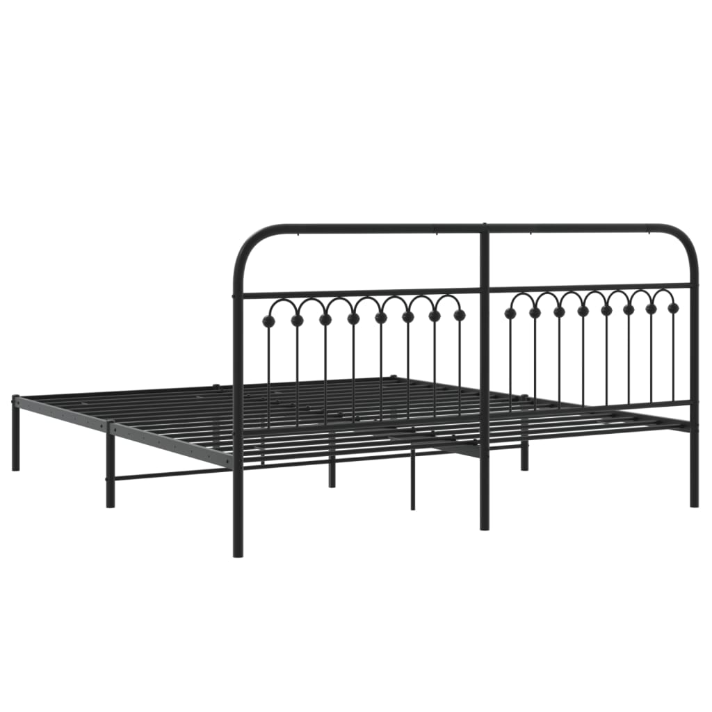 Bedframe met hoofdbord metaal zwart 183x213 cm