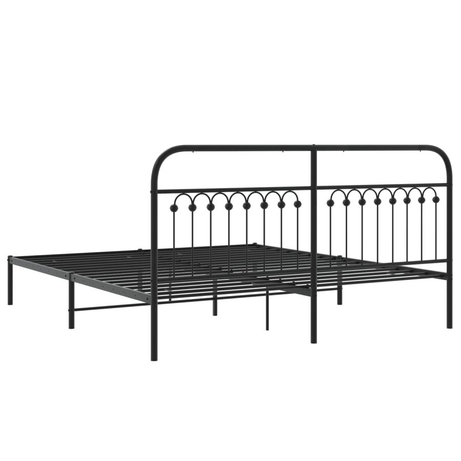 Bedframe met hoofdbord metaal zwart 183x213 cm