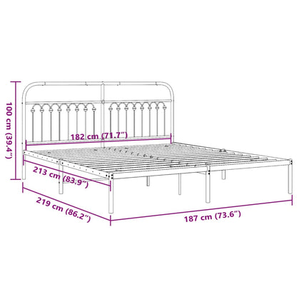 Bedframe met hoofdbord metaal zwart 183x213 cm