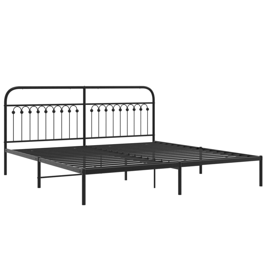 Bedframe met hoofdbord metaal zwart 193x203 cm
