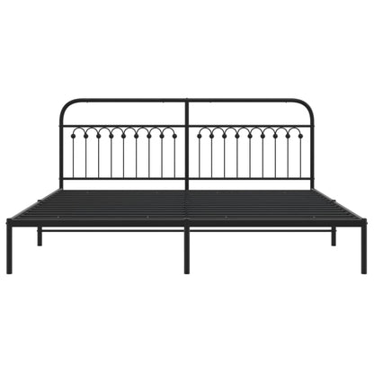 Bedframe met hoofdbord metaal zwart 193x203 cm