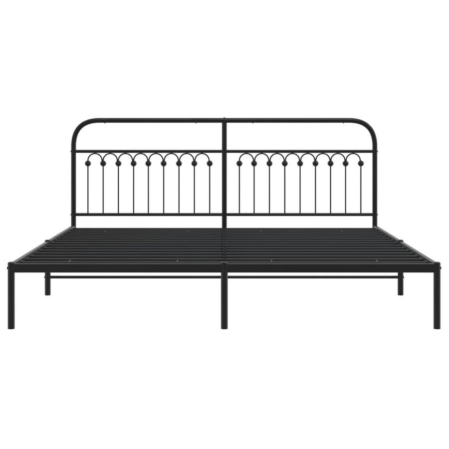 Bedframe met hoofdbord metaal zwart 193x203 cm