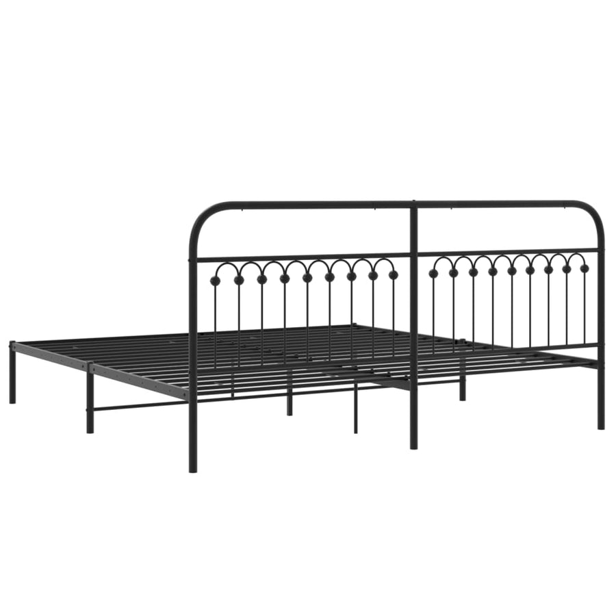 Bedframe met hoofdbord metaal zwart 193x203 cm