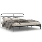 Metal bed frame with headboard black 193x203 cm