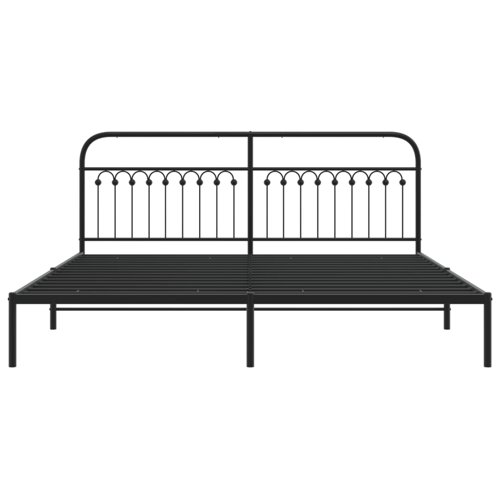 Bedframe met hoofdbord metaal zwart 200x200 cm