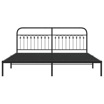Bedframe met hoofdbord metaal zwart 200x200 cm