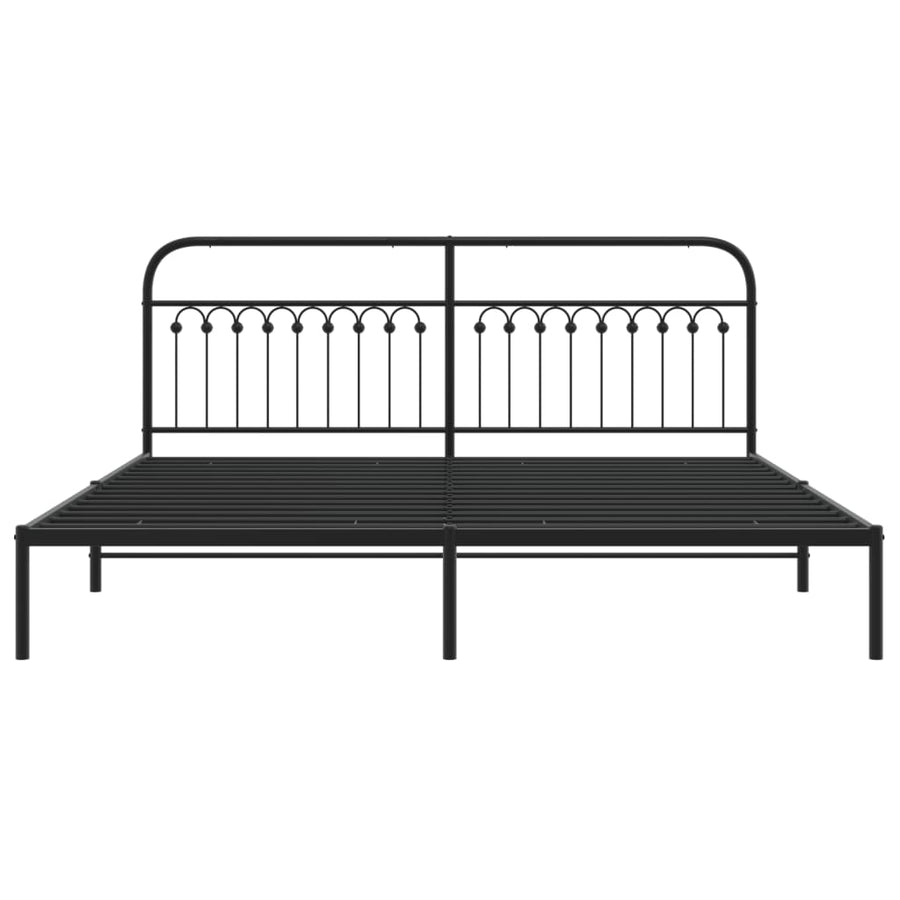 Bedframe met hoofdbord metaal zwart 200x200 cm