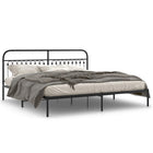 Bed frame with headboard metal black 200x200 cm